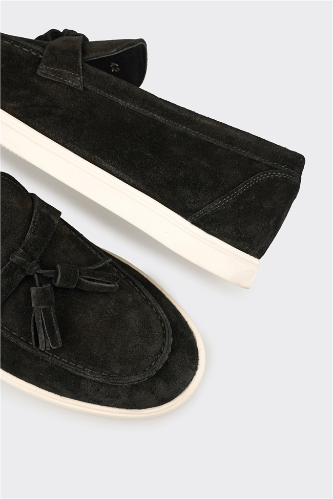 Siyah Deri Erkek Günlük Ayakkabı