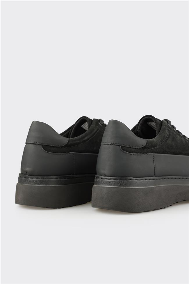 Siyah Deri Erkek Günlük Ayakkabı