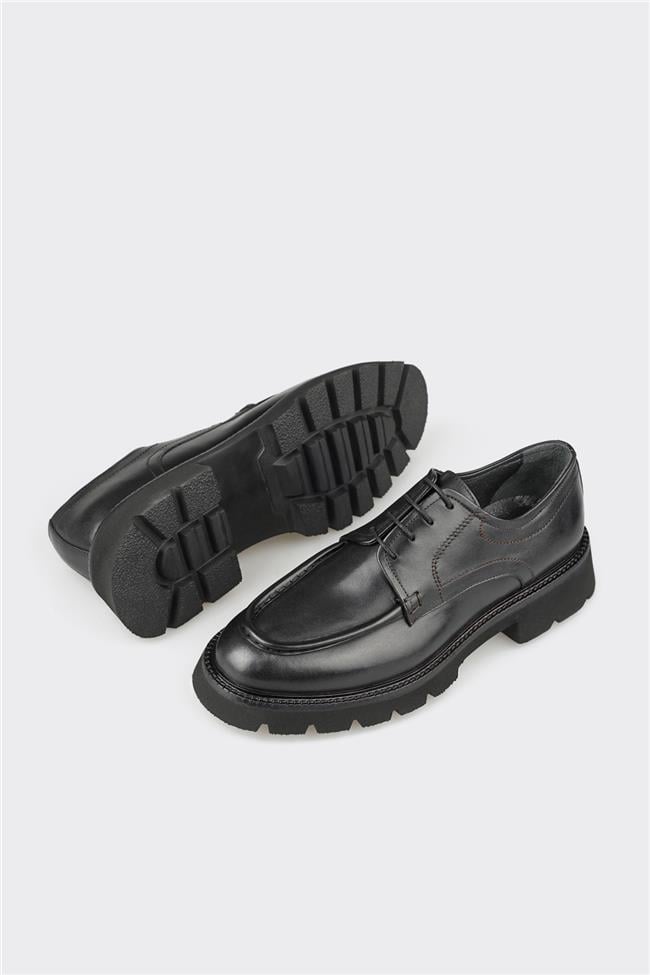 Siyah Deri Erkek Günlük Ayakkabı
