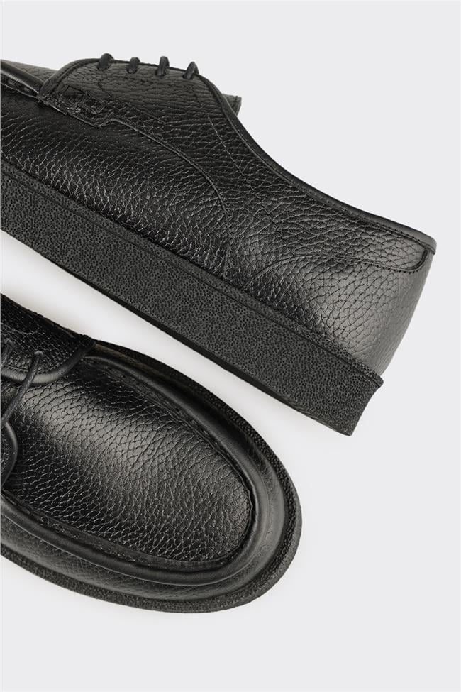 Siyah Deri Erkek Günlük Ayakkabı