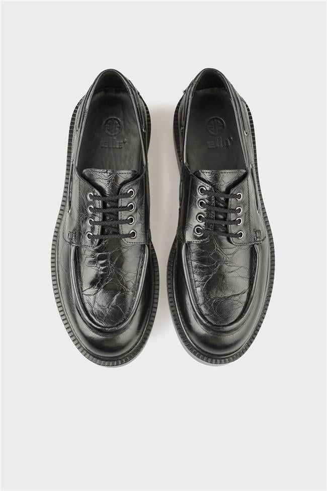 Siyah Deri Erkek Günlük Ayakkabı