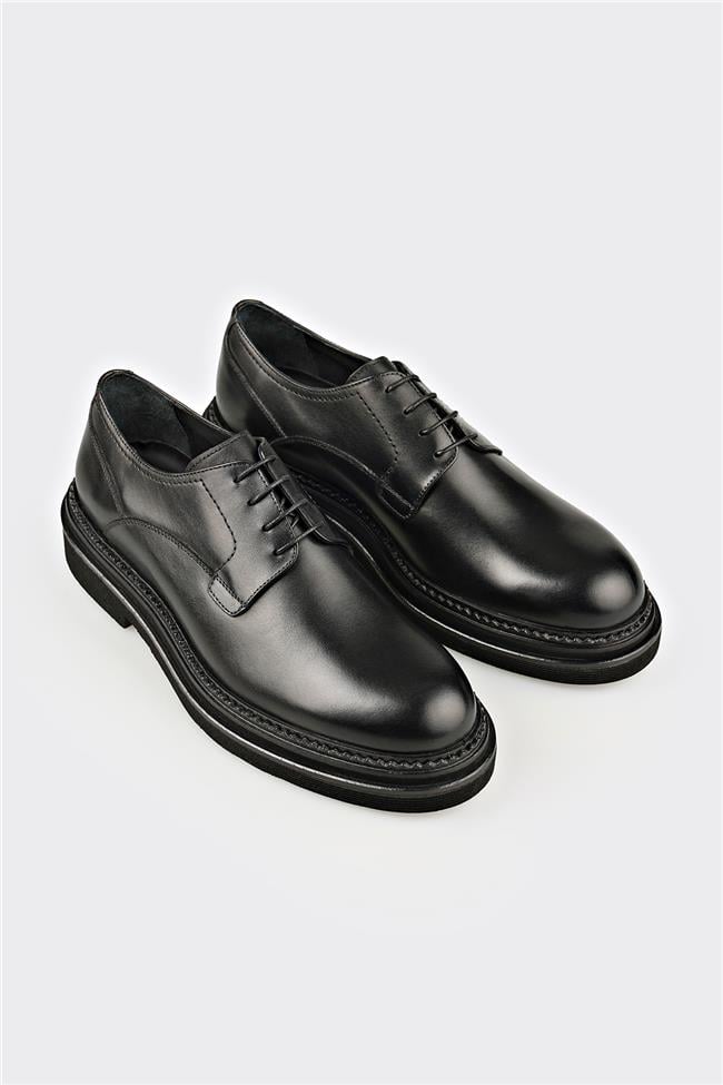 Siyah Deri Erkek Günlük Ayakkabı