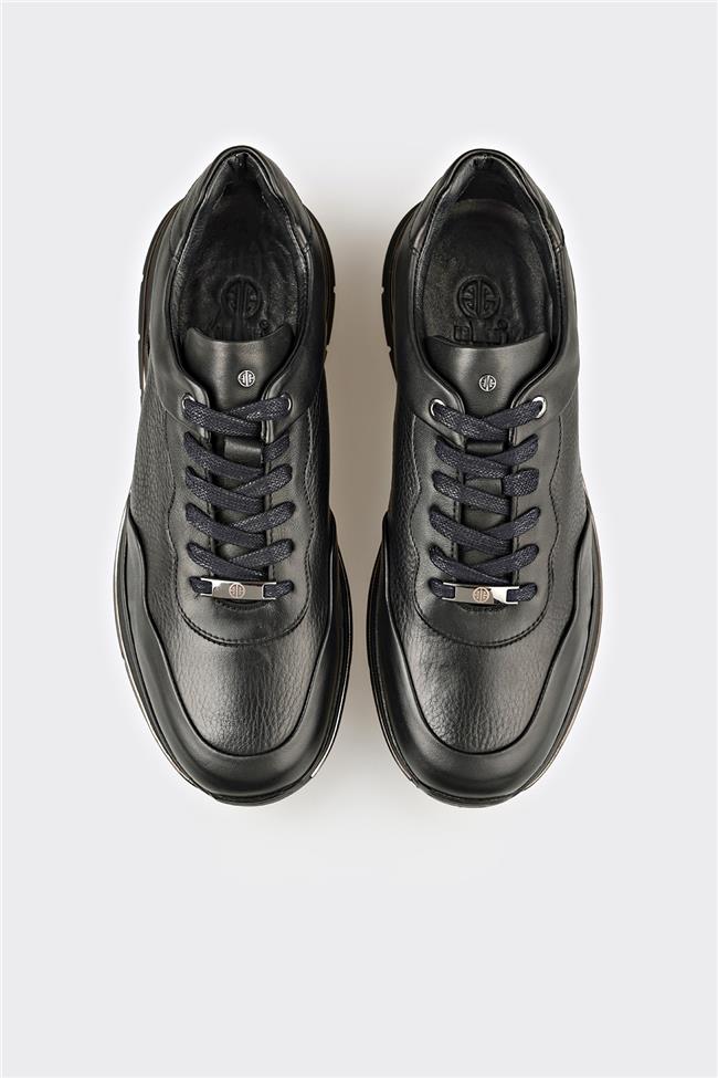 Siyah Deri Erkek Günlük Ayakkabı