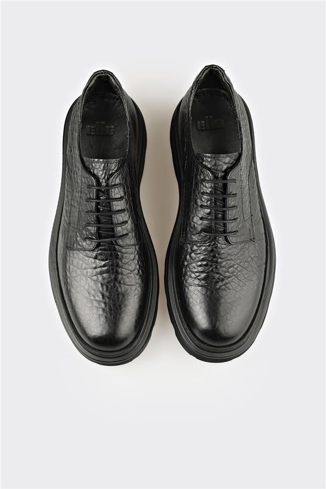 Siyah Deri Erkek Günlük Ayakkabı