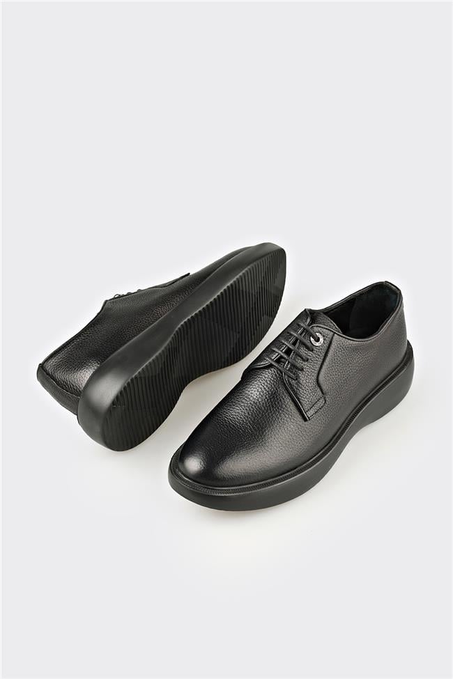 Siyah Deri Erkek Günlük Ayakkabı
