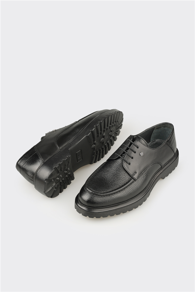Siyah Deri Erkek Günlük Ayakkabı