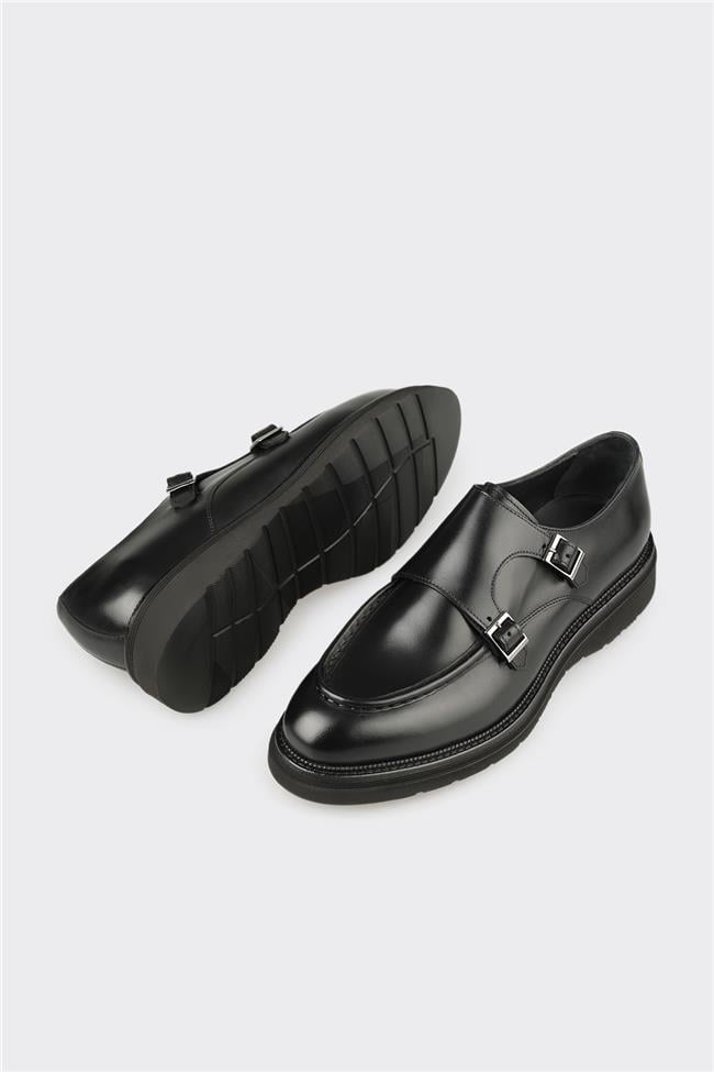 Siyah Deri Erkek Günlük Ayakkabı