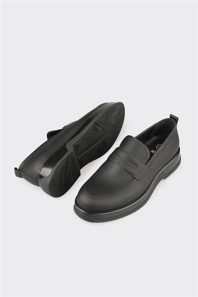 Siyah Deri Erkek Günlük Ayakkabı