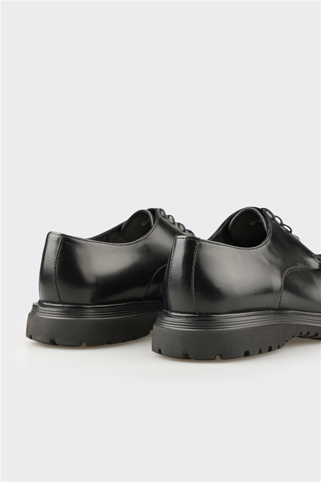 Siyah Deri Erkek Günlük Ayakkabı