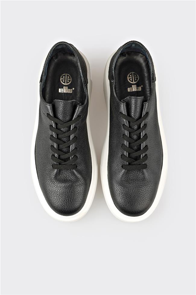 Siyah Deri Erkek Günlük Ayakkabı