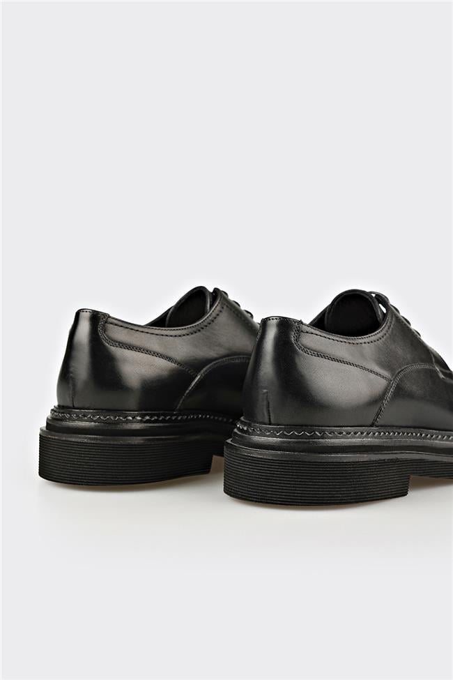 Siyah Deri Erkek Günlük Ayakkabı
