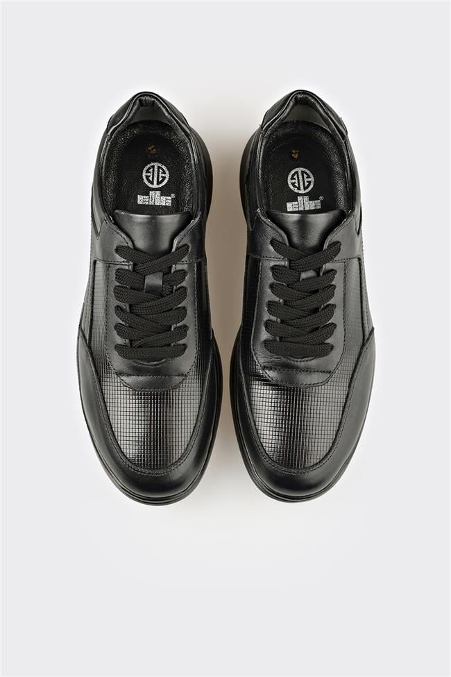 Siyah Deri Erkek Günlük Ayakkabı