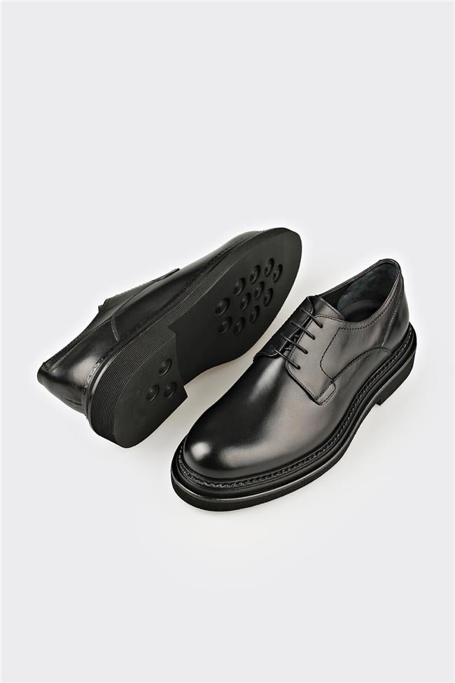 Siyah Deri Erkek Günlük Ayakkabı