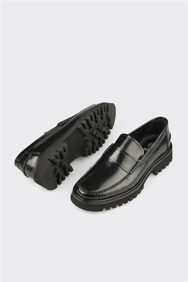 Siyah Deri Erkek Günlük Ayakkabı