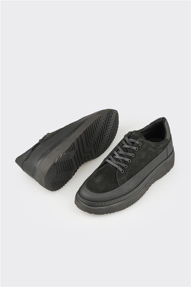 Siyah Deri Erkek Günlük Ayakkabı