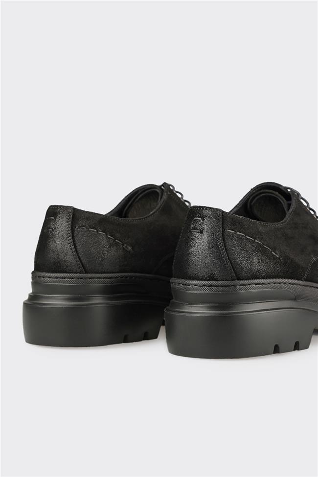 Siyah Deri Erkek Günlük Ayakkabı