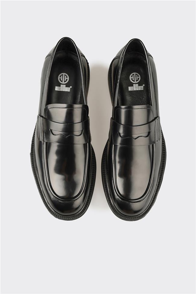 Siyah Deri Erkek Günlük Ayakkabı