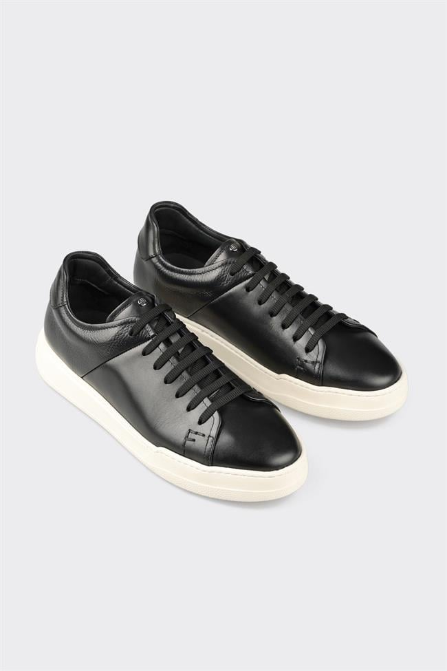 Siyah Deri Erkek Günlük Ayakkabı