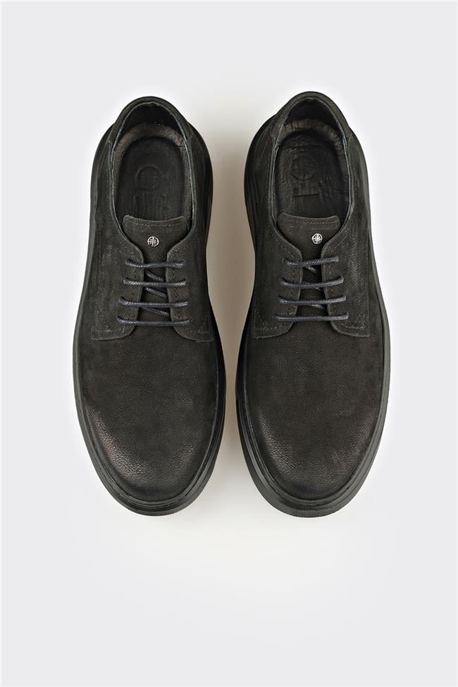 Siyah Deri Erkek Günlük Ayakkabı