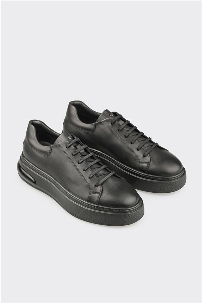 Siyah Deri Erkek Günlük Ayakkabı