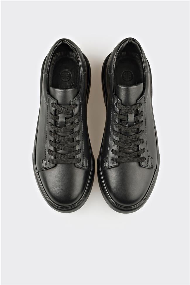 Siyah Deri Erkek Günlük Ayakkabı