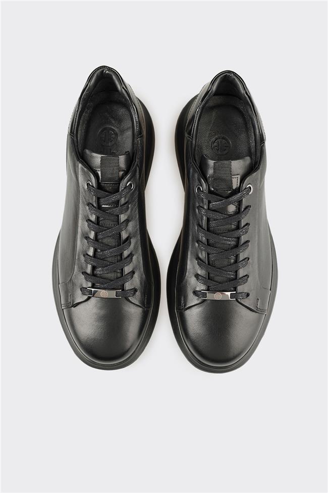 Siyah Deri Erkek Günlük Ayakkabı