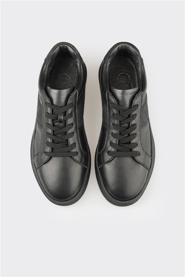 Siyah Deri Erkek Günlük Ayakkabı