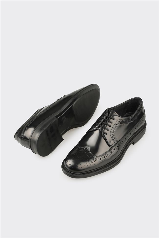 Siyah Deri Erkek Günlük Ayakkabı