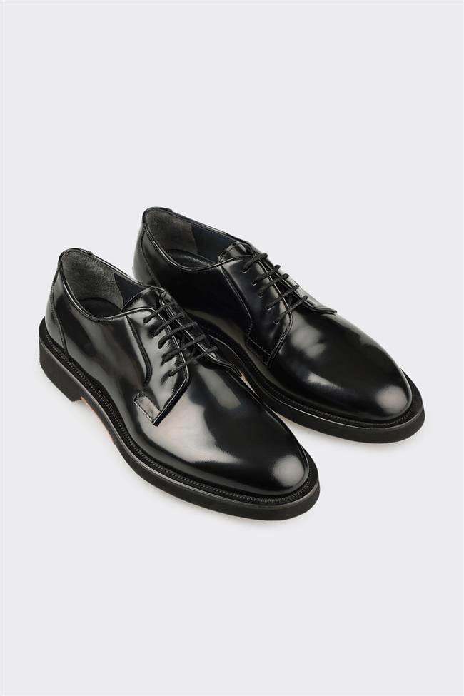 Siyah Deri Erkek Günlük Ayakkabı