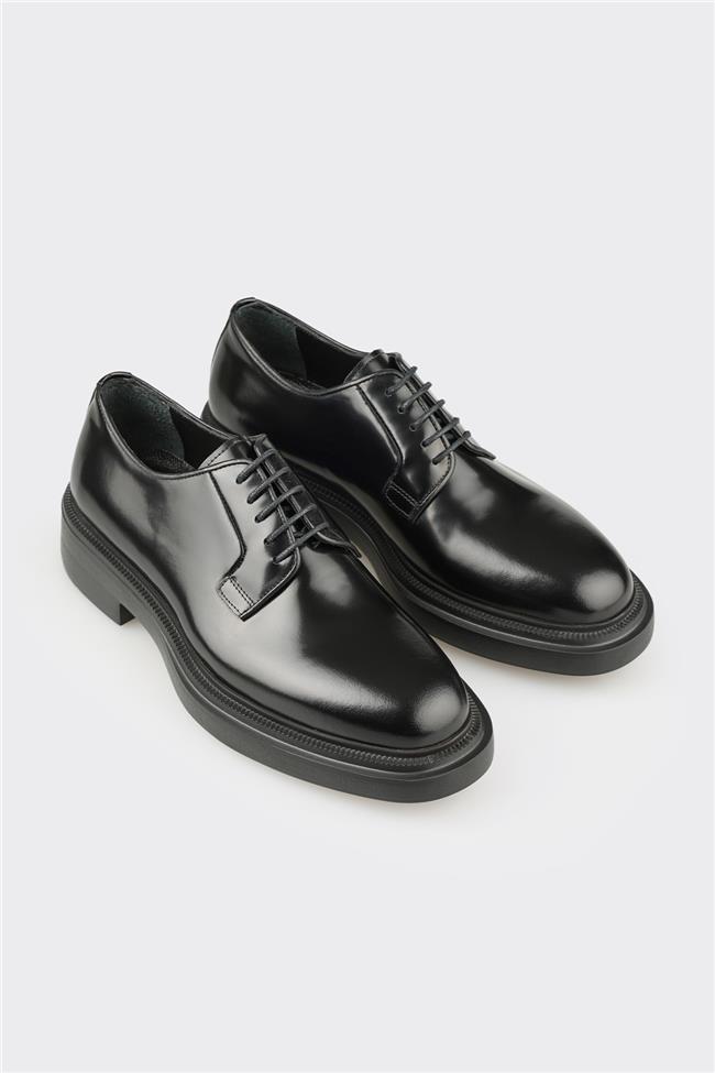 Siyah Deri Erkek Günlük Ayakkabı