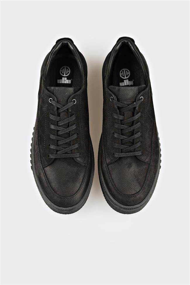 Siyah Deri Erkek Günlük Ayakkabı