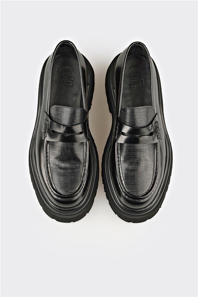 Siyah Deri Erkek Günlük Ayakkabı