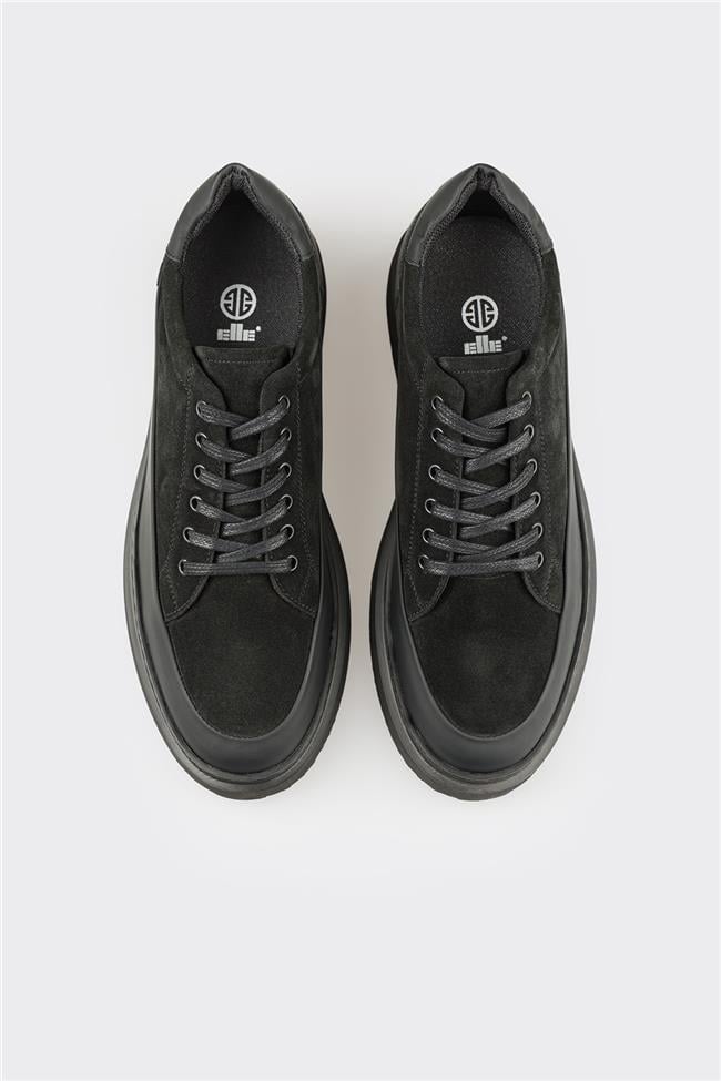 Siyah Deri Erkek Günlük Ayakkabı