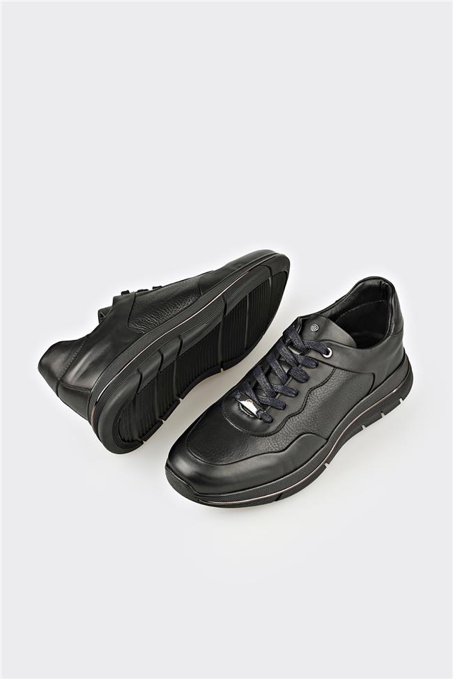 Siyah Deri Erkek Günlük Ayakkabı