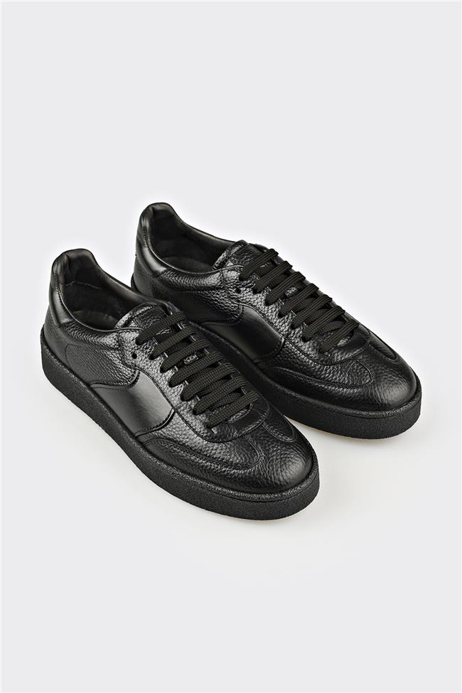 Siyah Deri Erkek Günlük Ayakkabı