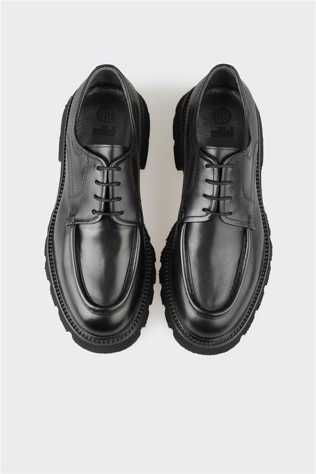 Siyah Deri Erkek Günlük Ayakkabı