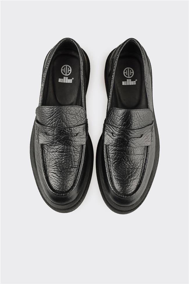 Siyah Deri Erkek Günlük Ayakkabı