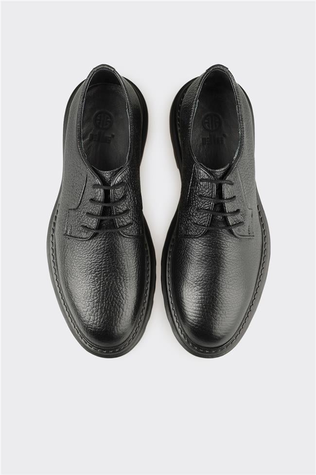 Siyah Deri Erkek Günlük Ayakkabı