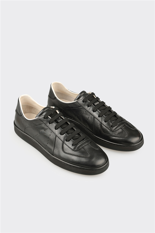 Siyah Deri Erkek Günlük Ayakkabı
