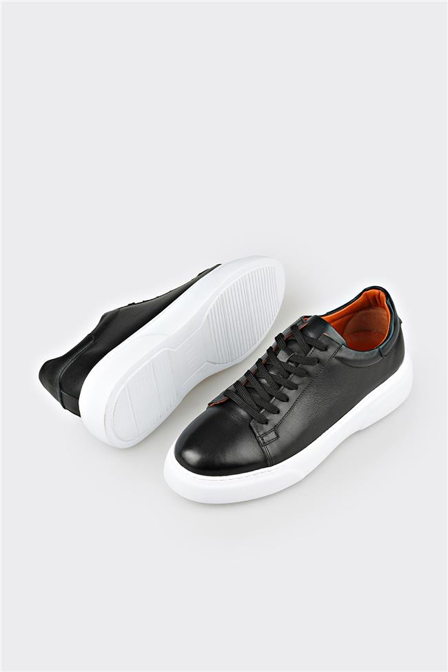 Siyah Deri Erkek Günlük Ayakkabı