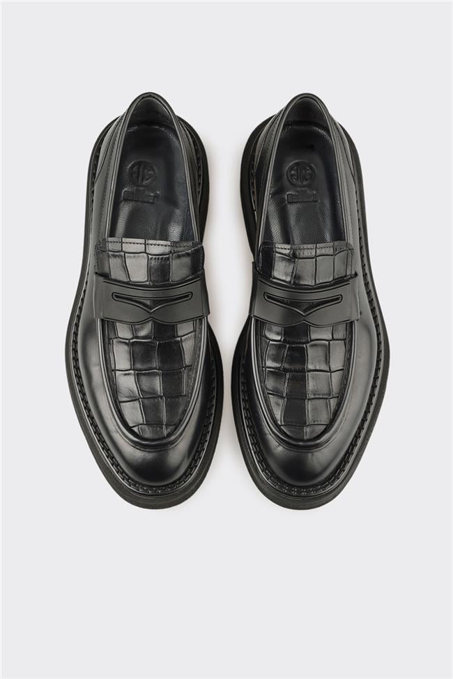 Siyah Deri Erkek Günlük Ayakkabı