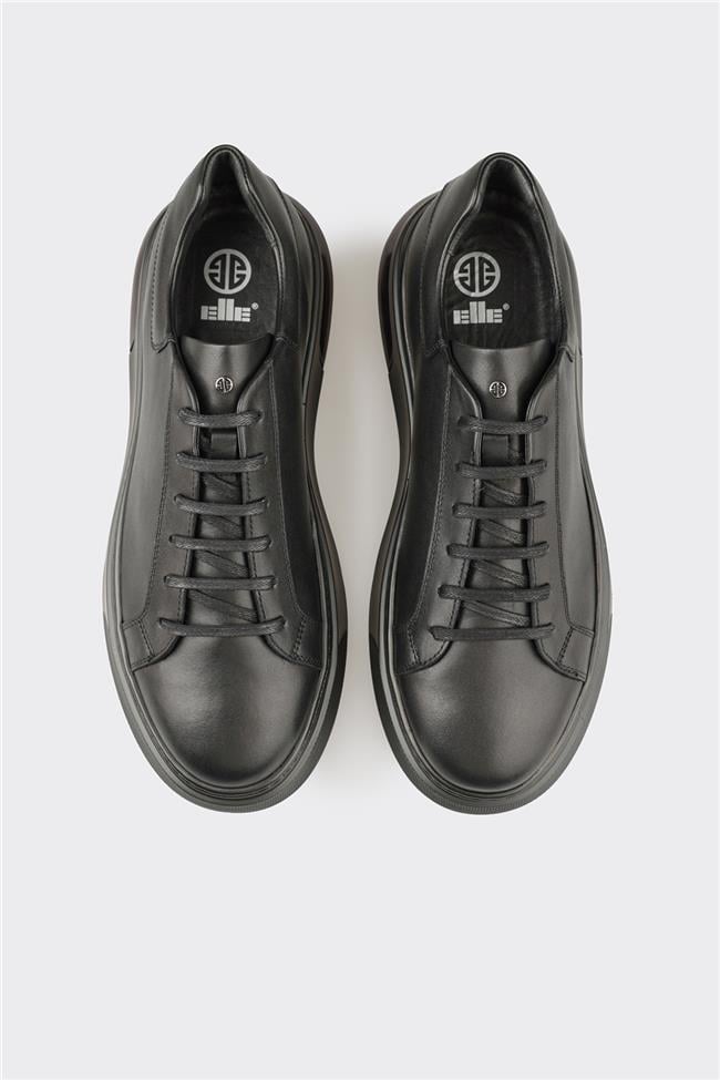 Siyah Deri Erkek Günlük Ayakkabı