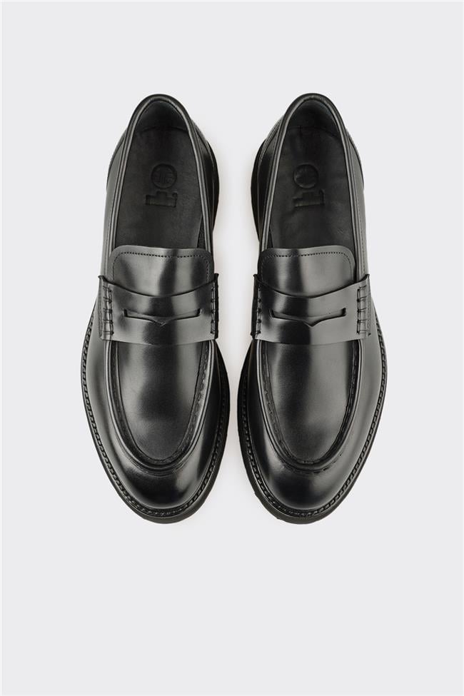 Siyah Deri Erkek Günlük Ayakkabı