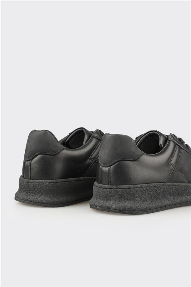 Siyah Deri Erkek Günlük Ayakkabı