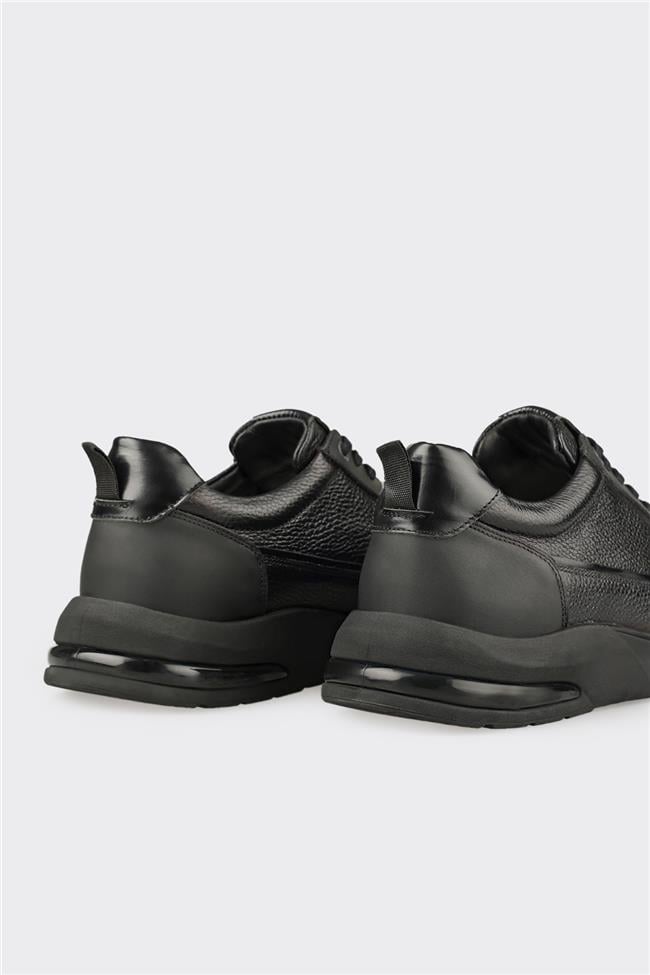 Siyah Deri Erkek Günlük Ayakkabı