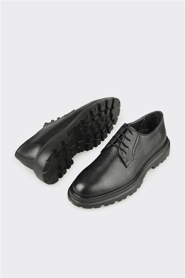 Siyah Deri Erkek Günlük Ayakkabı