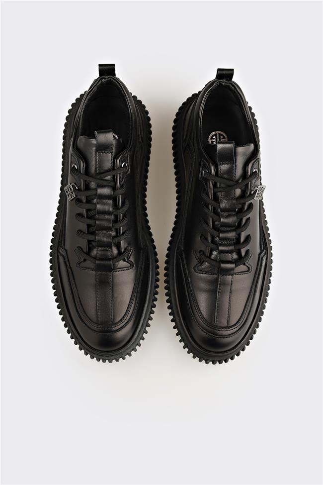 Siyah Deri Erkek Günlük Ayakkabı