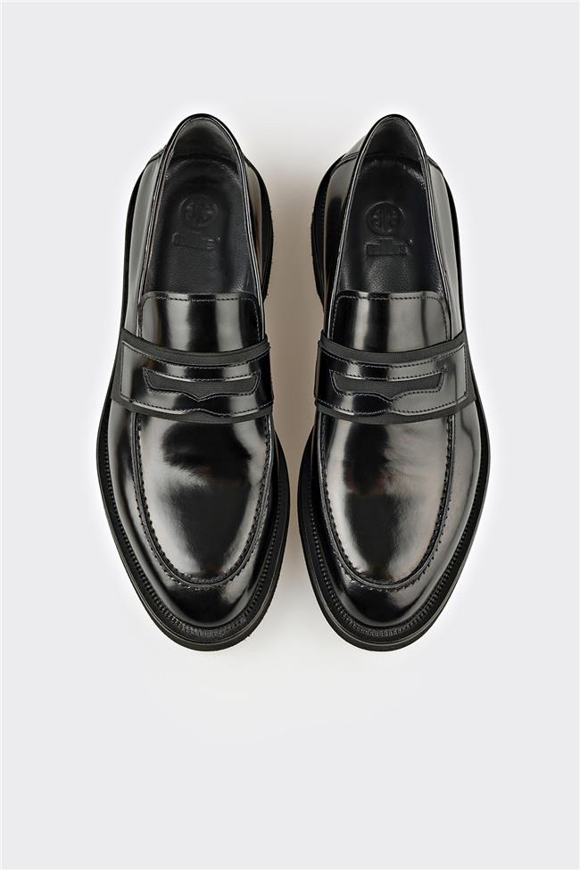 Siyah Deri Erkek Günlük Ayakkabı