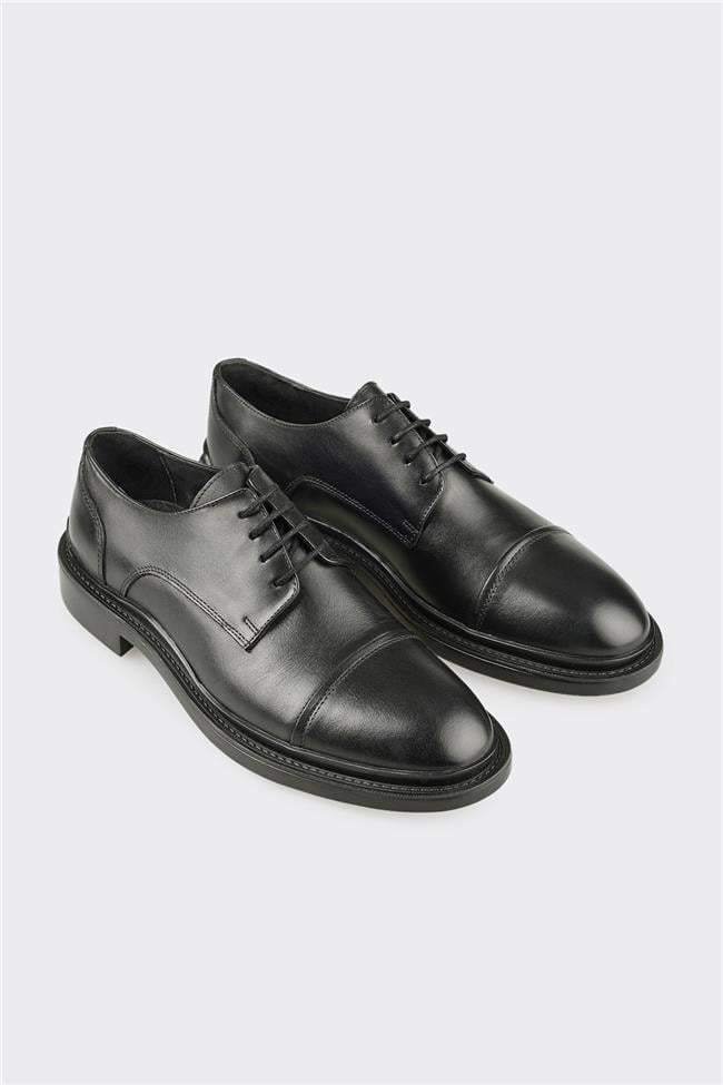 Siyah Deri Erkek Günlük Ayakkabı