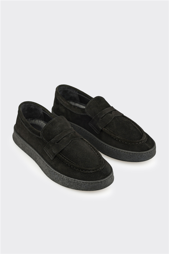 Siyah Deri Erkek Günlük Ayakkabı